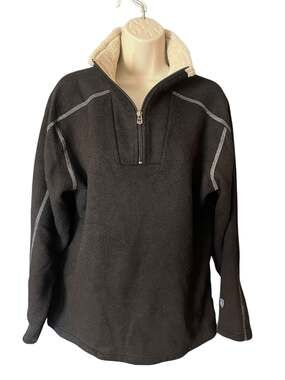 Kuhl Women's XL Fleece Quarter Zip Pullover Black Faux Sherpa Collar Hiking